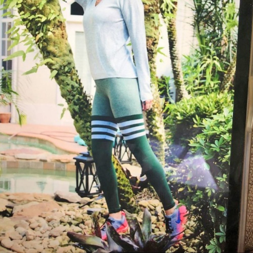 Green Striped Leggings
